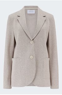 stand up collar blazer in beige check