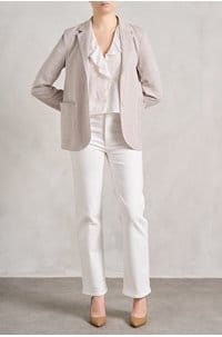 stand up collar blazer in beige check