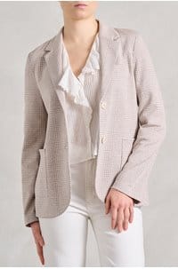 stand up collar blazer in beige check