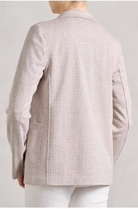 stand up collar blazer in beige check