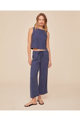Easy Pocket Wide Leg Crop in Midnight Surf