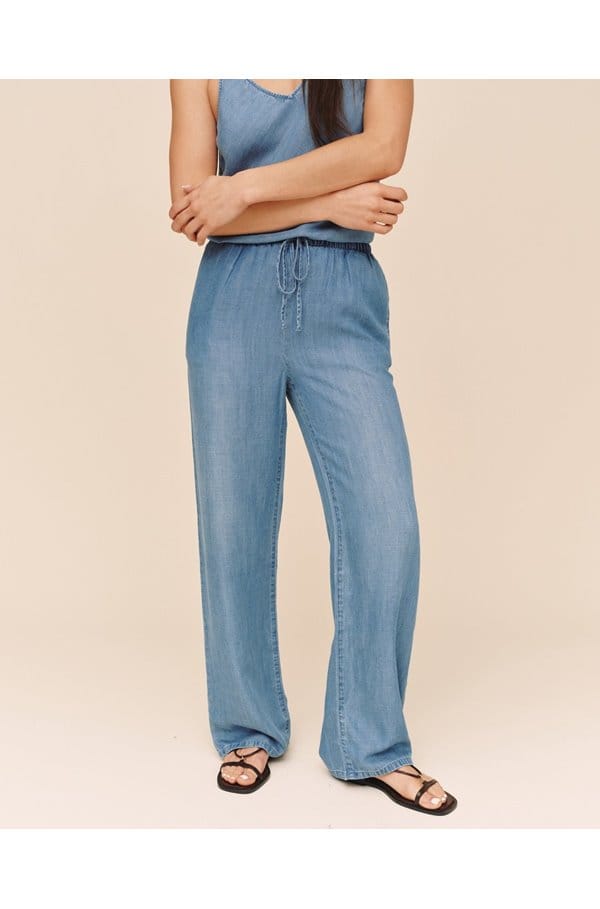 wide drawstring trouser in indigo harbour