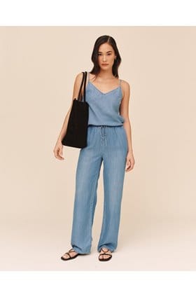 Wide Drawstring Trouser in Indigo Harbour