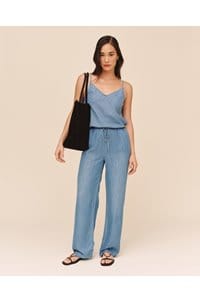 wide drawstring trouser in indigo harbour