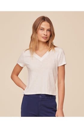 V Neck Tee in White