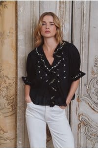 hettie top in black embroidery