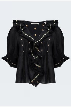 Hettie Top in Black Embroidery