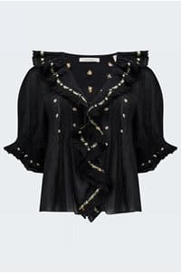 hettie top in black embroidery