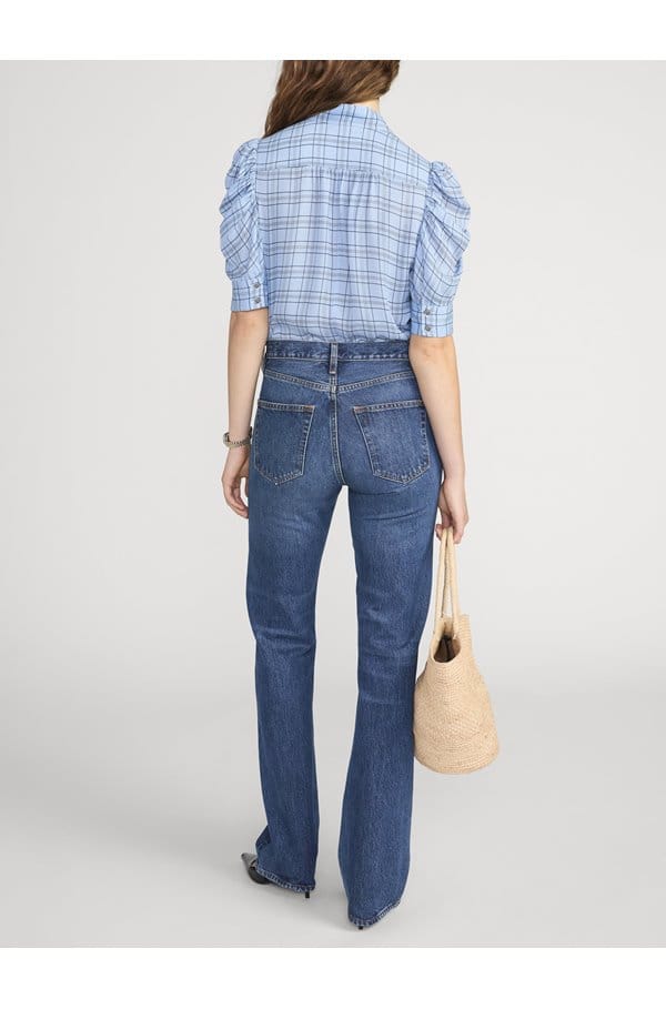 the plaid gillian top in blue multi