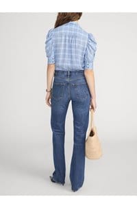 the plaid gillian top in blue multi