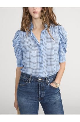 The Plaid Gillian Top in Blue Multi