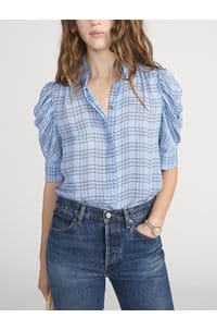 the plaid gillian top in blue multi