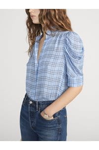 the plaid gillian top in blue multi