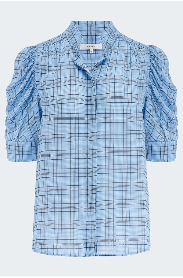 the plaid gillian top in blue multi