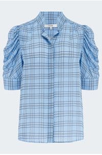the plaid gillian top in blue multi