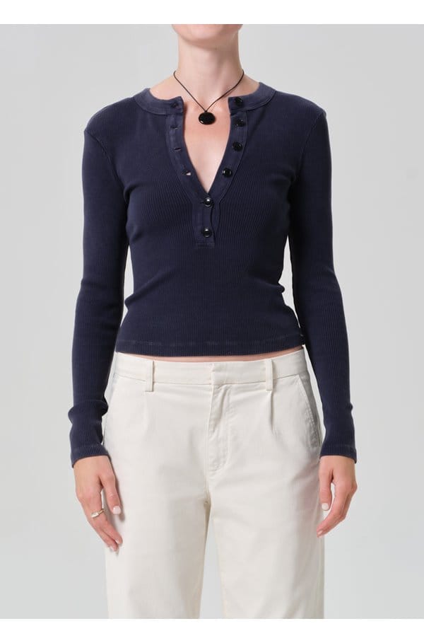 varra henley top in mineral navy