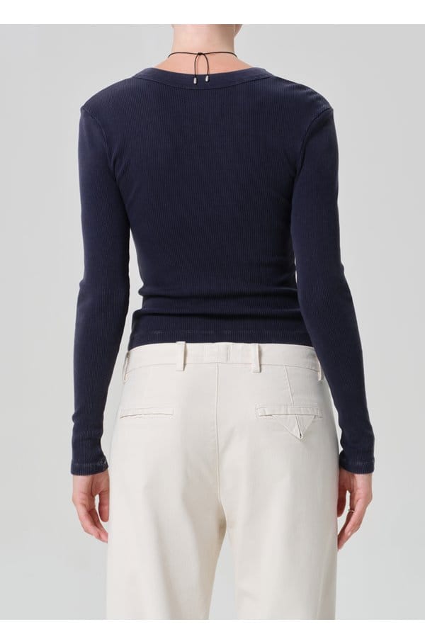 varra henley top in mineral navy