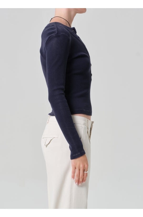 varra henley top in mineral navy