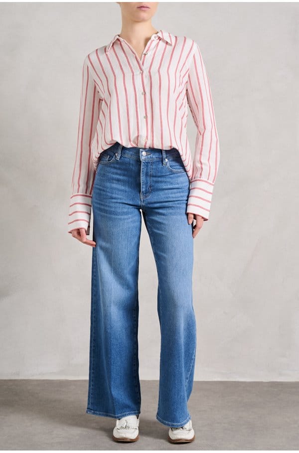 knox shirt in scarlet ivory stripe