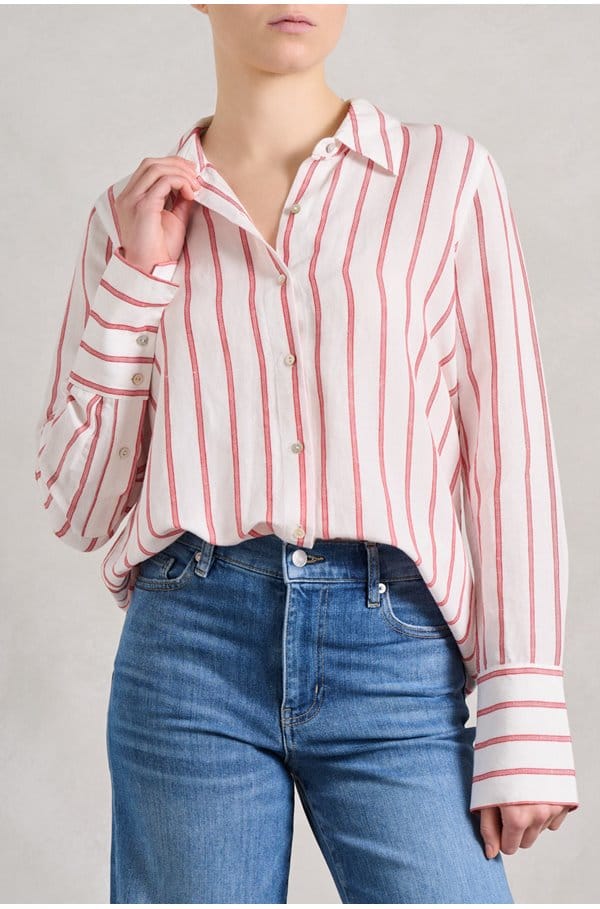 knox shirt in scarlet ivory stripe