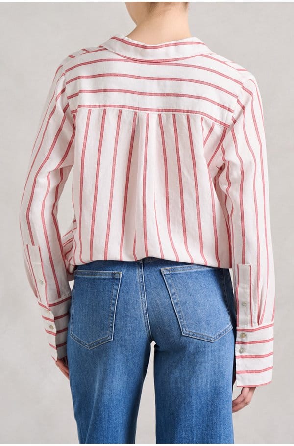 knox shirt in scarlet ivory stripe