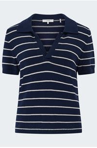 striped easy polo in navy multi