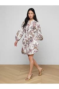 kiersten dress in white multi butterfly jungle