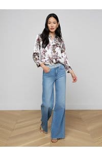 dani blouse in white multi butterfly jungle