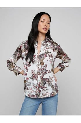 Dani Blouse in White Multi Butterfly Jungle