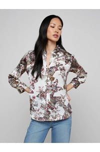 dani blouse in white multi butterfly jungle