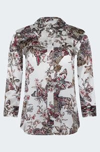 dani blouse in white multi butterfly jungle