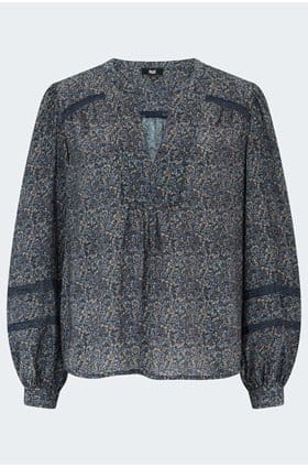 Calgary Blouse in Navy Multi