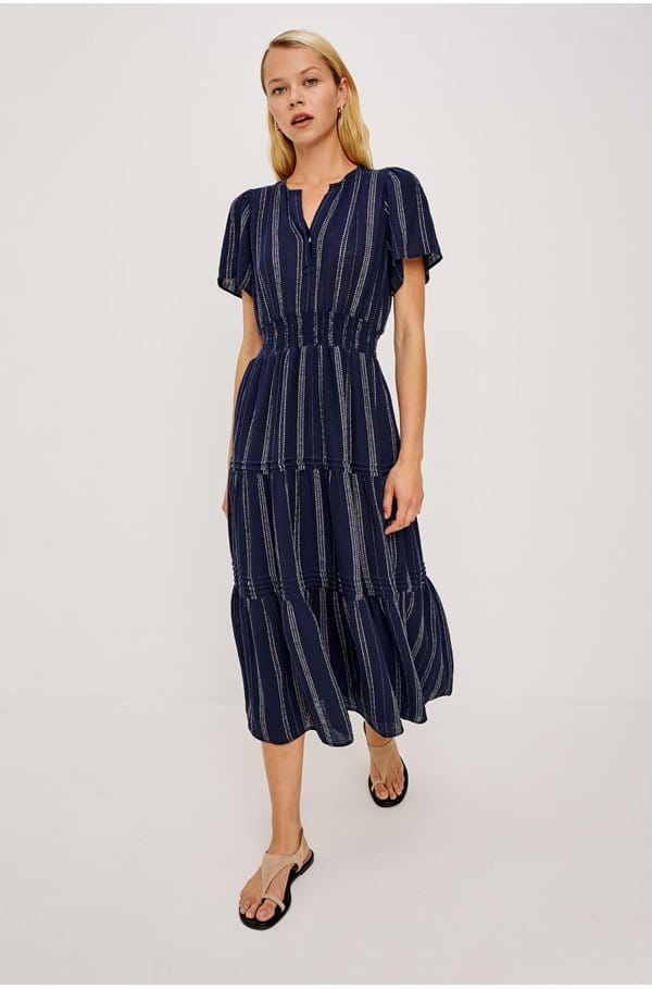cannes dress in marina stripe
