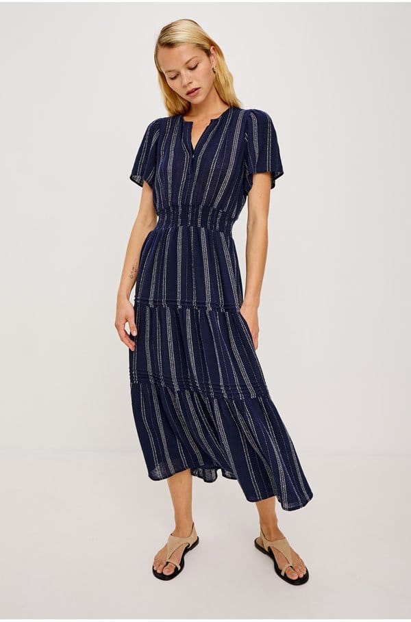 cannes dress in marina stripe