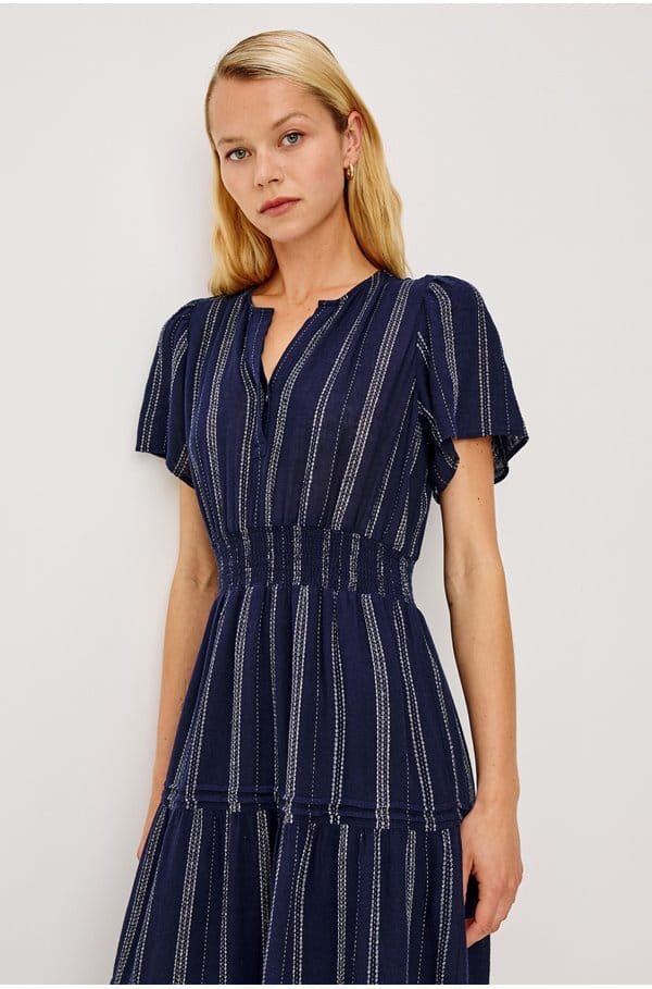 cannes dress in marina stripe