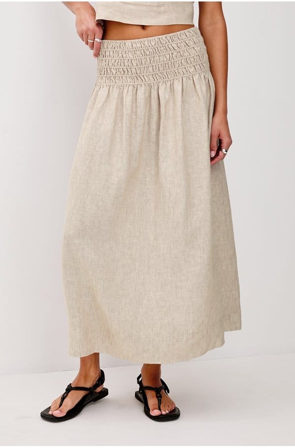alessa skirt in heather flax linen