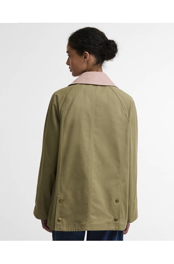 modern beadnell jacket in olive ancient gardenia