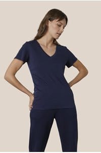 susan v neck tee in navy