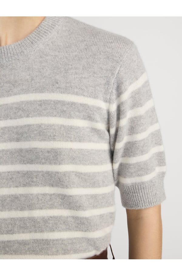 the cashmere easy crew in grey multi