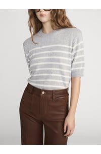 the cashmere easy crew in grey multi