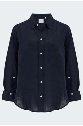 Kayla Shrunken Shirt in True Navy