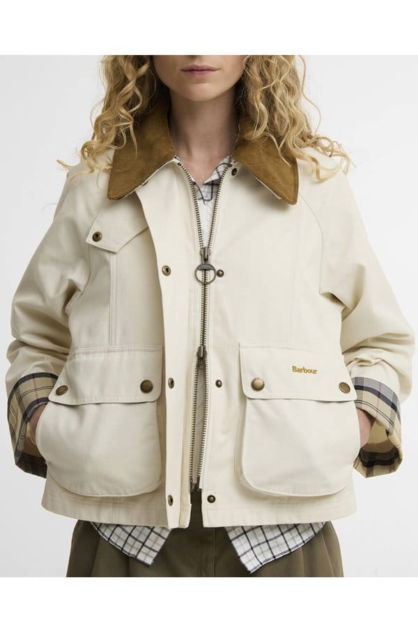 cropped beadnell casual jacket in light pearl dress beige