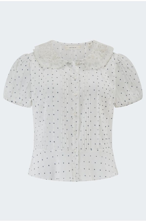oleta top in salt flock dot