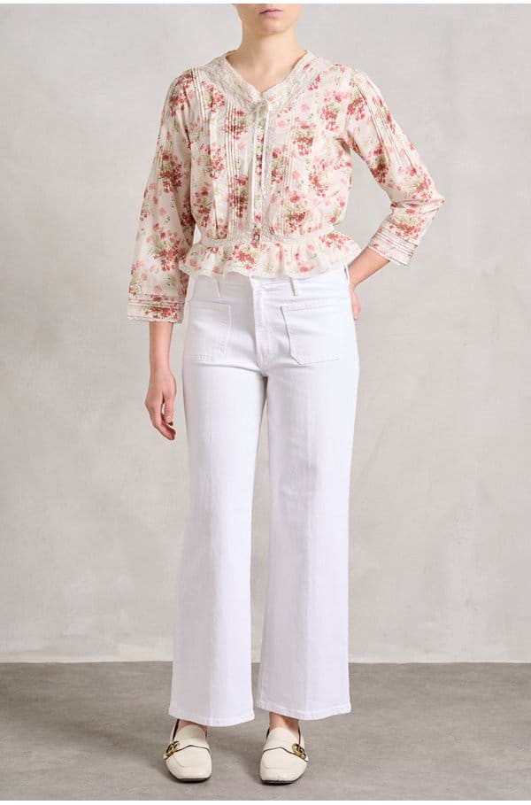 hillock top in ivory lantana floral
