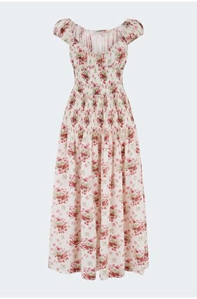 Emilienne Dress in Ivory Lantana Floral