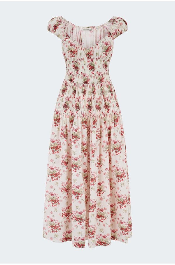 emilienne dress in ivory lantana floral