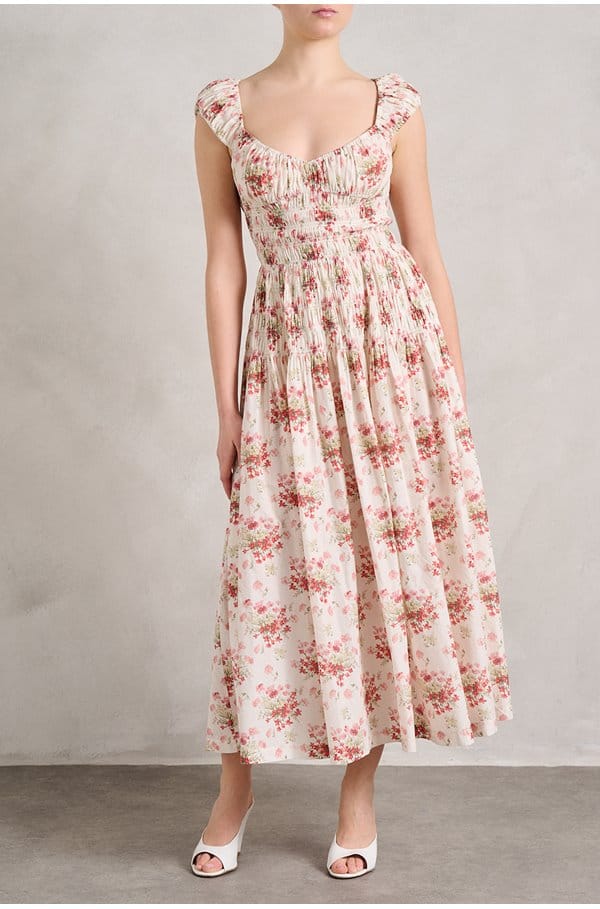 emilienne dress in ivory lantana floral