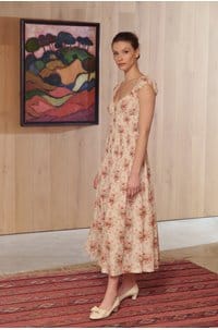 emilienne dress in ivory lantana floral