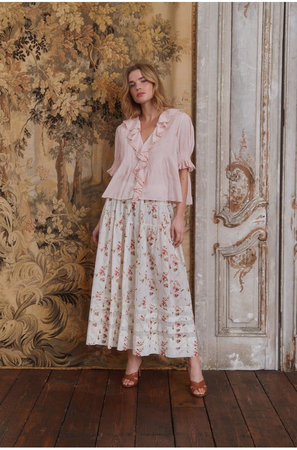 marie skirt in blanc prairie rose