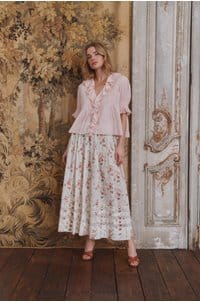 marie skirt in blanc prairie rose